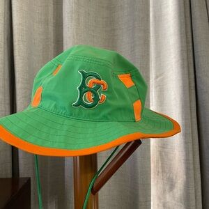 Brooklyn, Vibrant Cyclones Green and Orange Bucket Hat with Shamrock brim lining